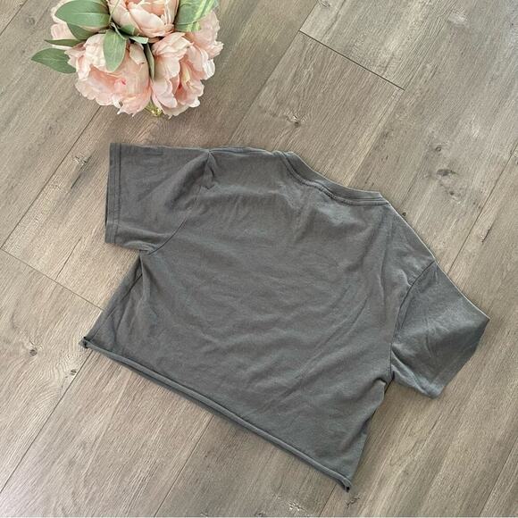 Rollin With My Homies Holiday Skeletons Grey Upcycle Cropped Top - Picture 2 of 2